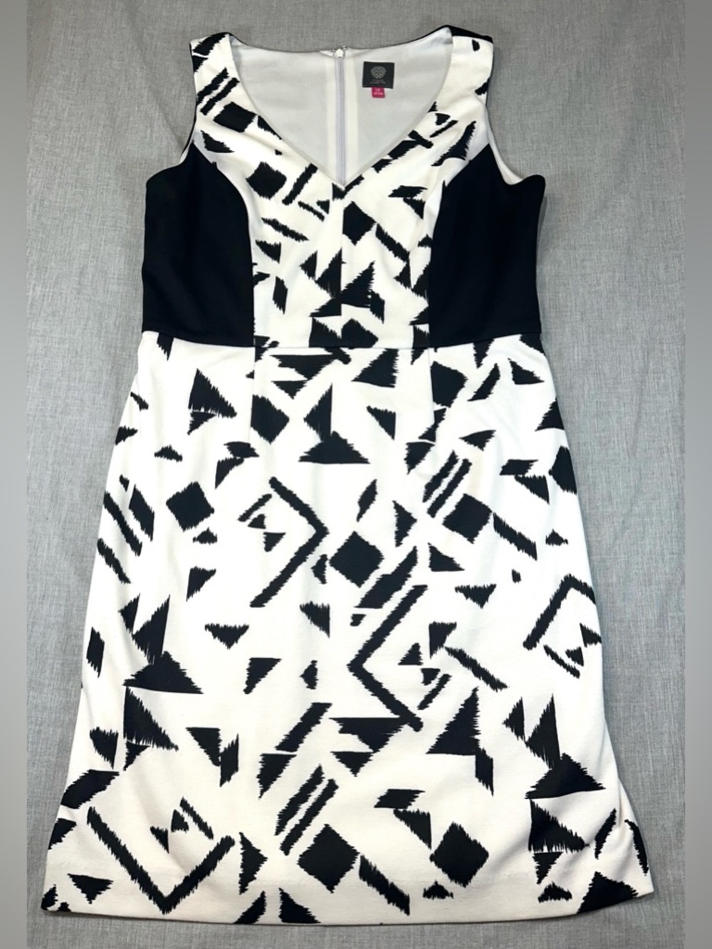 Vince Camuto Black and White Abstract Print Midi Dress Sz 14